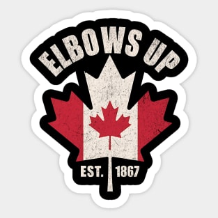 Elbows Up Canada Est. 1867 – Vintage Canadian Maple Leaf Retro Design Sticker